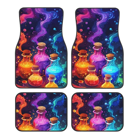 Vsdgher Colorful Potion Bottles Magic Car Foot Mat Set of 4 Pieces Universal Floor Liner Car Accessories Fits Most Cars, Trucks, Vans, sedans, SUV
