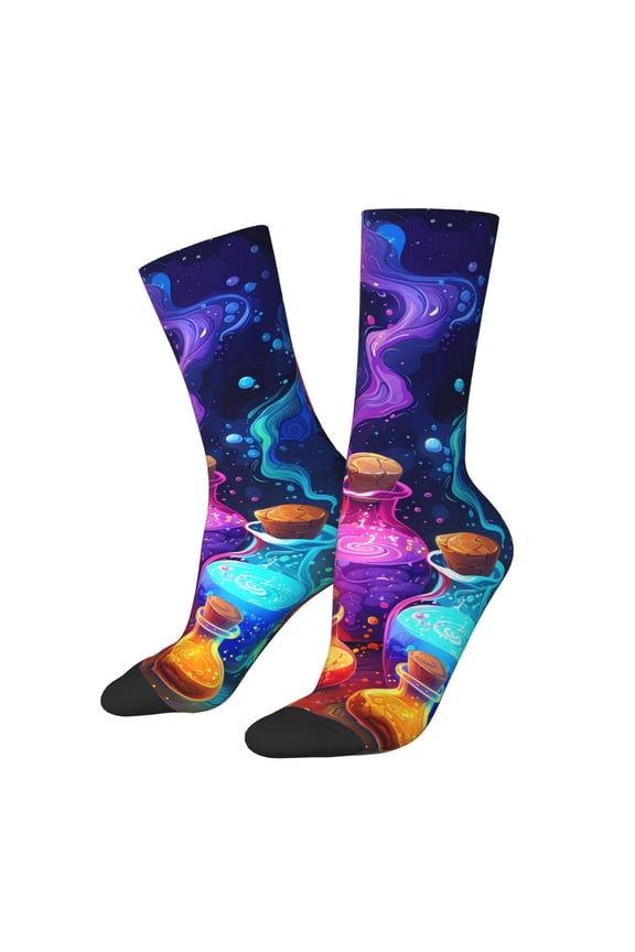 Colorful Potion Bottles Magic Crew Socks for Men & Women, Breathable Casual Athletic Ankle Socks
