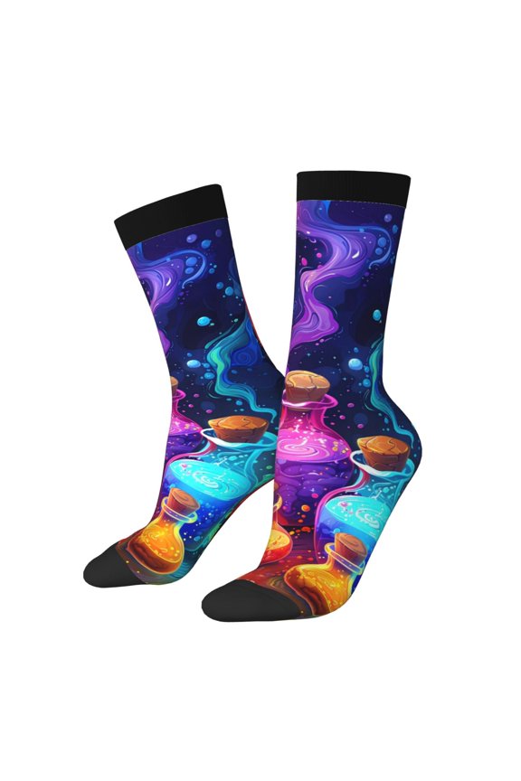 Colorful Potion Bottles Magic Crew Socks for Men & Women, Breathable Casual Athletic Ankle Socks