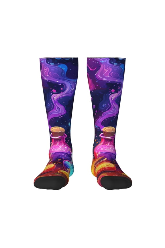 Colorful Potion Bottles Magic Knee Socks, High Socks Long Stretchy Sock Women Knee High Stocking, Long Socks for Women