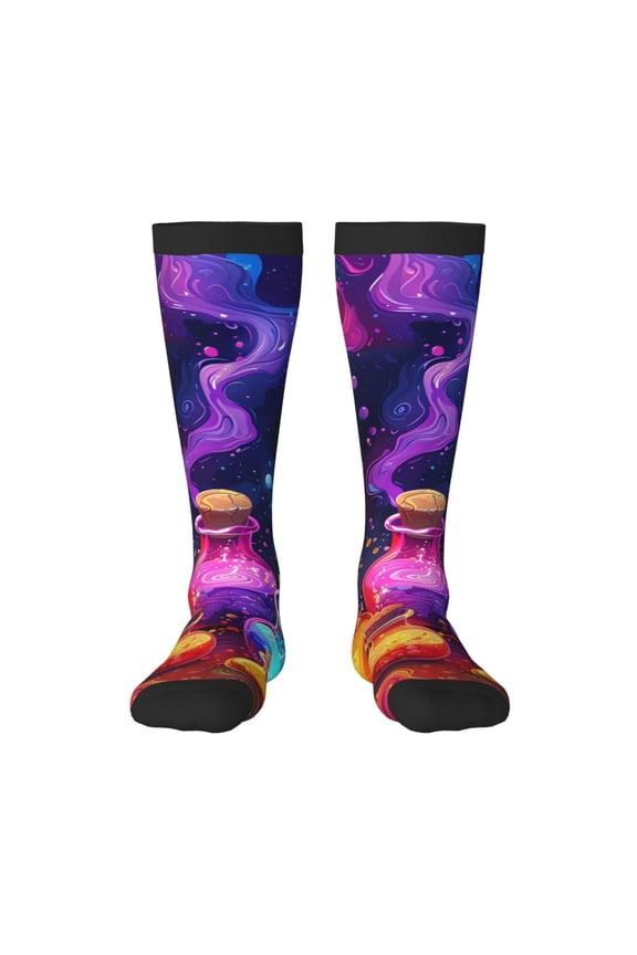 Colorful Potion Bottles Magic Knee Socks, High Socks Long Stretchy Sock Women Knee High Stocking, Long Socks for Women