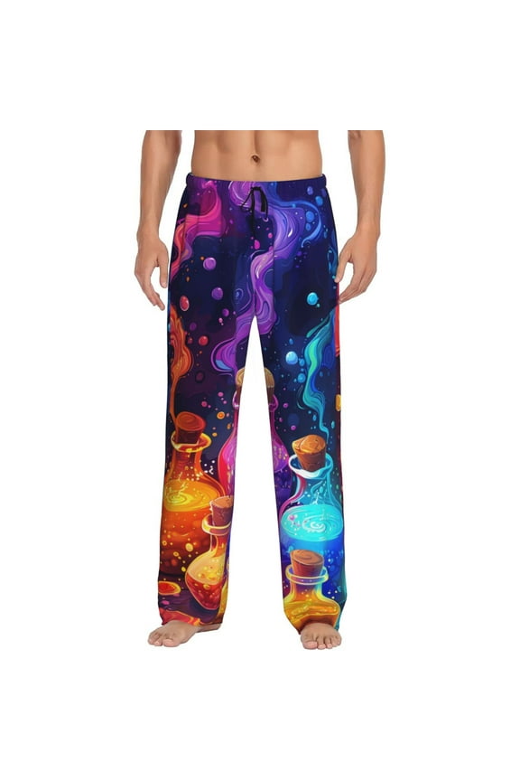 Colorful Potion Bottles Magic Mens Pajama Pants Sleep & Lounge Pants, PJ Pants-Large