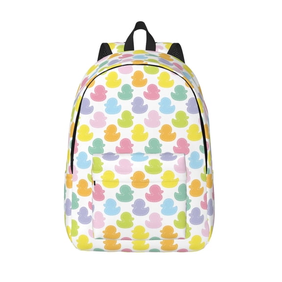 Vsdgher Colorful Rubber Duck Print Canvas Backpack Travel Rucksack Unisex Knapsack 15.7/17.7Inch Laptop Backpack for Work,College -Medium