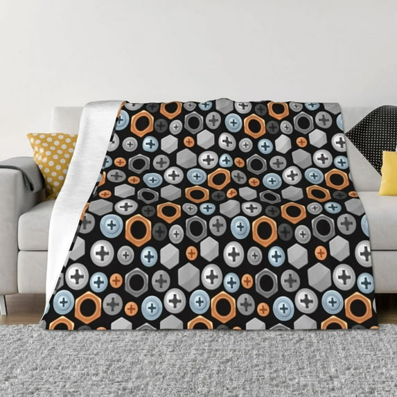 Vsdgher Colorful Screws Pattern Fleece Throw Blanket, Horizontal Fleece Bedding Home Decor for Couch & Bed All Season Use -60"x50"