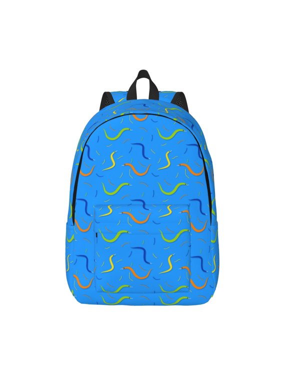Colorful Snake Print Canvas Backpack Travel Rucksack Unisex Knapsack 15.7/17.7Inch Laptop Backpack for Work,College -Medium