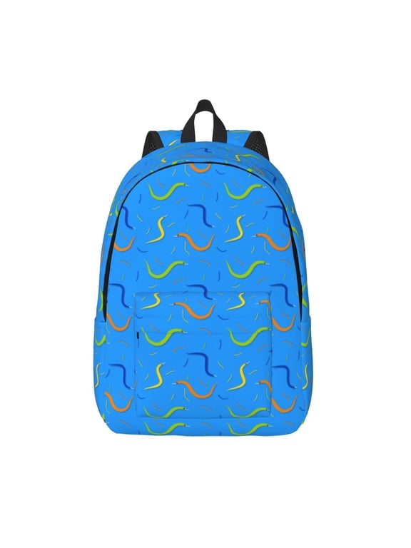 Colorful Snake Print Canvas Backpack Travel Rucksack Unisex Knapsack 15.7/17.7Inch Laptop Backpack for Work,College -Small
