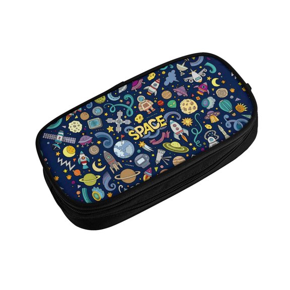 Vsdgher Colorful Space Print Large Capacity Pencil Case Pouch with Zipper, Portable Aesthetic Big Capacity Pencil Cases Pen Office Travel Stationery Bag