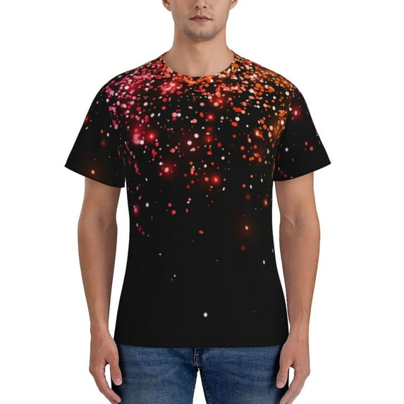 Vsdgher Colorful Sparkling Print Men's Dry Fit Mesh Athletic Shirts Moisture Wicking Tennis T-Shirt Tops