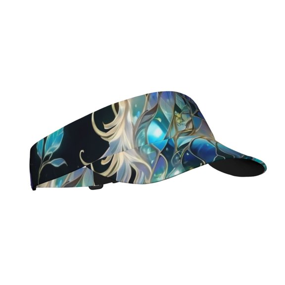 Vsdgher Colorful Stained Glass Deer Print Adult Sunscreen Visor Cap,1 Piece of Sport Sun Visor Hats Adjustable Sun Hat for Outdoor Activities Fits for Women and Men (One Size)