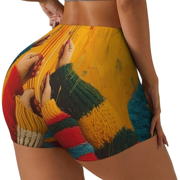 Vsdgher Colorful Sweaters And Strings Workout Shorts for Women Seamless Soft Smooth Gym Yoga Scrunch Active Exercise Fitness Shorts-Small