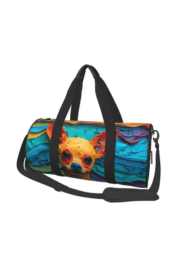 Colorful Textured Chihuahua 45L Foldable Duffel Bag, Sports Gym Bag,Overnight Bag, Portable Weekender Bag for Airplanes