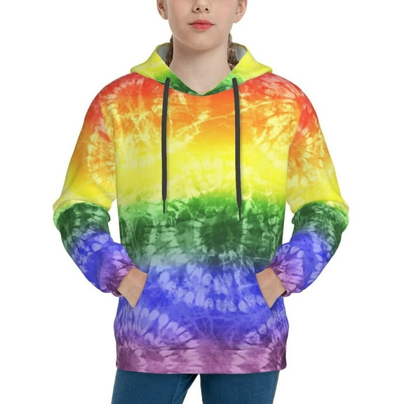 Vsdgher Colorful Tie Dye Hoodie Youth Classic Hooded Pullover Sweatshirts Essentials Hoodie for Children (s-xl)-Small