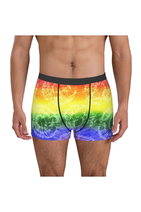 Colorful Tie Dye Pattern Men's Boxer Brief Underwear,Soft Funny Underwear for Men-Medium