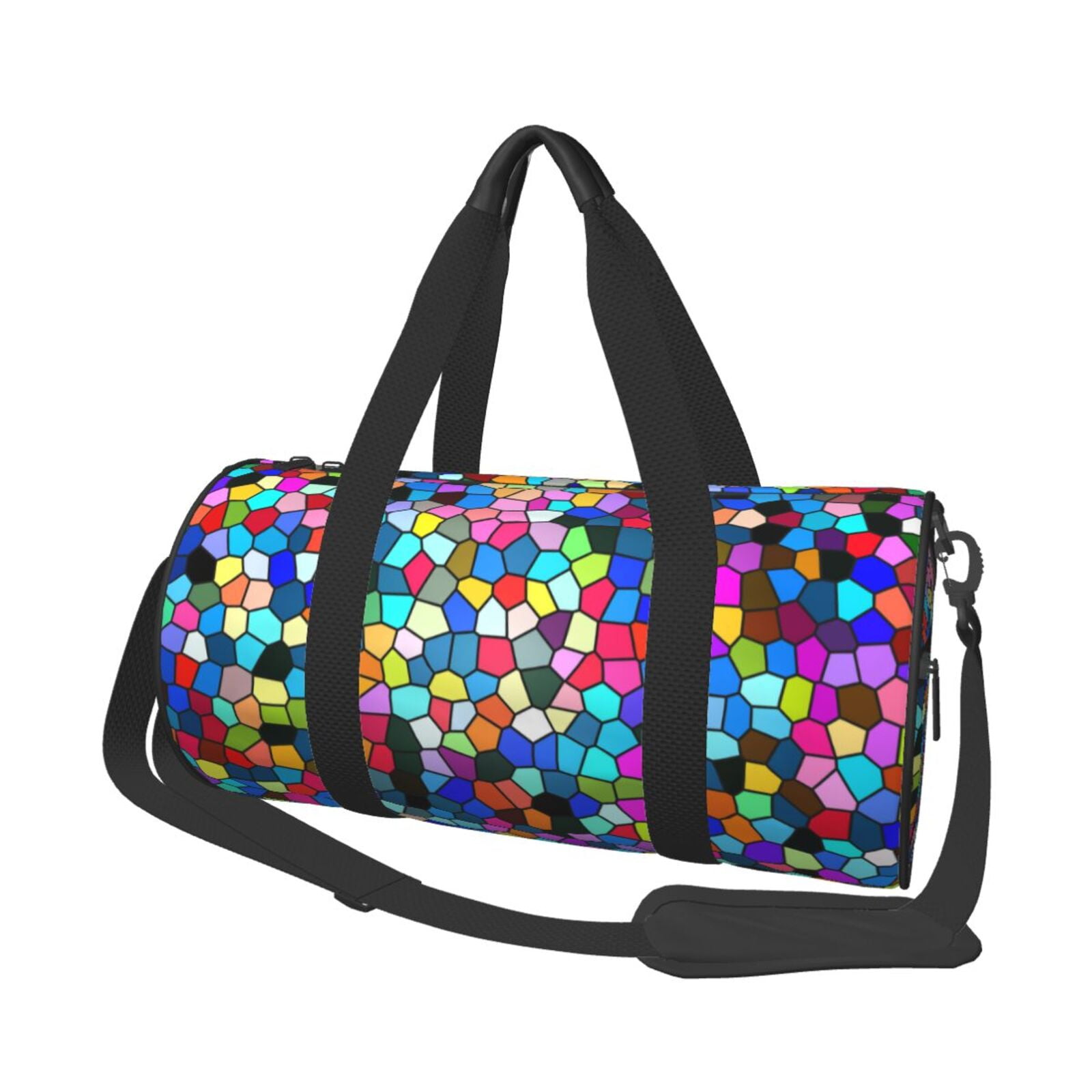 Vsdgher Colorful Tie Dye Stained Glass 2 45L Foldable Duffel Bag, Sports Gym Bag,Overnight Bag, Portable Weekender Bag for Airplanes