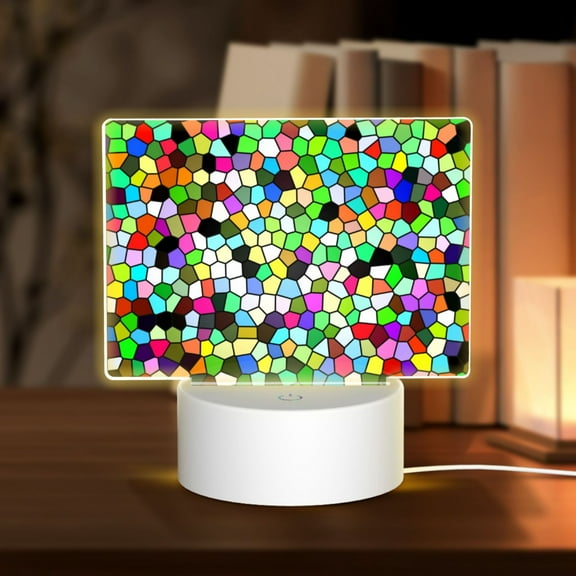 Vsdgher Colorful Tie Dye Stained Glass Rectangular Acrylic Night Light Acrylic Sleep Night Light Friend Gifts for Birthday Gifts for Women Teens Boys Girls