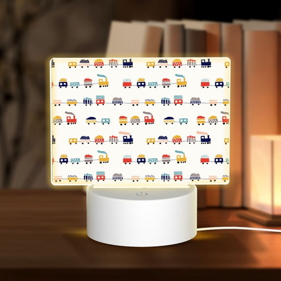 Vsdgher Colorful Trains Rectangular Acrylic Night Light Acrylic Sleep Night Light Friend Gifts for Birthday Gifts for Women Teens Boys Girls