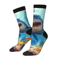 thumbnail image 1 of Vsdgher Colorful Underwater Shark Crew Socks for Men & Women, Breathable Casual Athletic Ankle Socks, 1 of 6