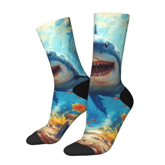 Vsdgher Colorful Underwater Shark Crew Socks for Men & Women, Breathable Casual Athletic Ankle Socks