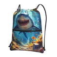 thumbnail image 1 of Vsdgher Colorful Underwater Shark Drawstring Backpack Water Resistant String Bag Sports Sackpack Gym Sack for Men Women, 1 of 6