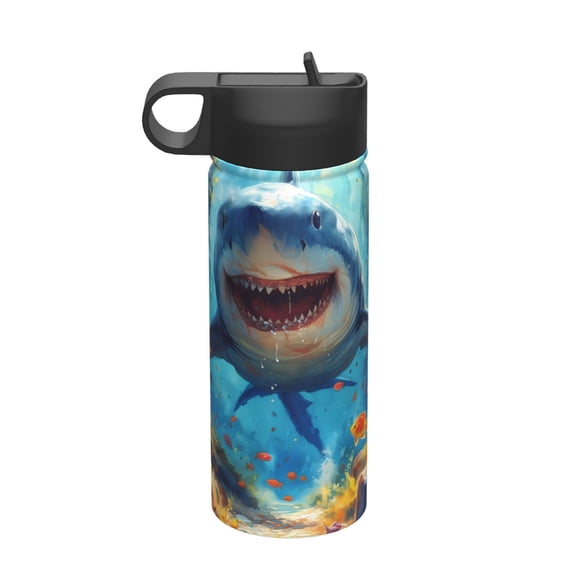 Vsdgher Colorful Underwater Shark for Insulated Stainless Steel Water Bottle,18oz Sports Water Bottle Stainless Steel Reusable Tumbler for Sports, Travel, and School