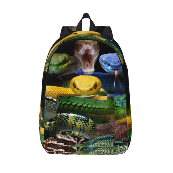 Vsdgher Colorful Viper Snake Print Canvas Backpack Travel Rucksack Unisex Knapsack 15.7/17.7Inch Laptop Backpack for Work,College -Medium