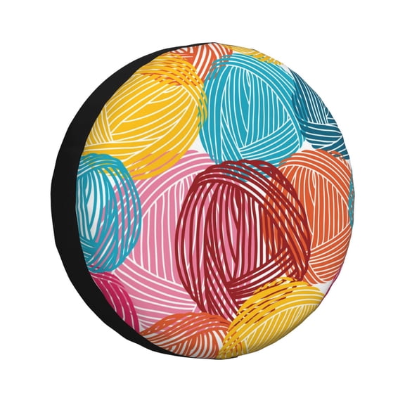 Vsdgher Colorful Wool Balls for Spare Tire Cover, Tire Wheel Protector Wheel Cover Fit for Truck,Trailer,RV,SUV,Camper and Most Vehicle-14 inch