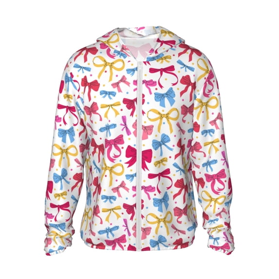 Vsdgher Colorful bows Print Adult Hoodie Shirts Rash Guard for Men Women,Long Sleeve Sun Protection Fishing Shirts for Athletic Running Swim-X-Large