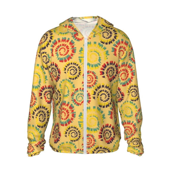 Vsdgher Colourful Tie Dye 1 Print Adult Hoodie Shirts Rash Guard for Men Women,Long Sleeve Sun Protection Fishing Shirts for Athletic Running Swim-3X-Large
