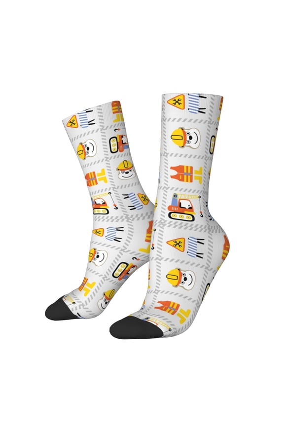 Construction Equipments Worker Crew Socks for Men & Women, Breathable Casual Athletic Ankle Socks