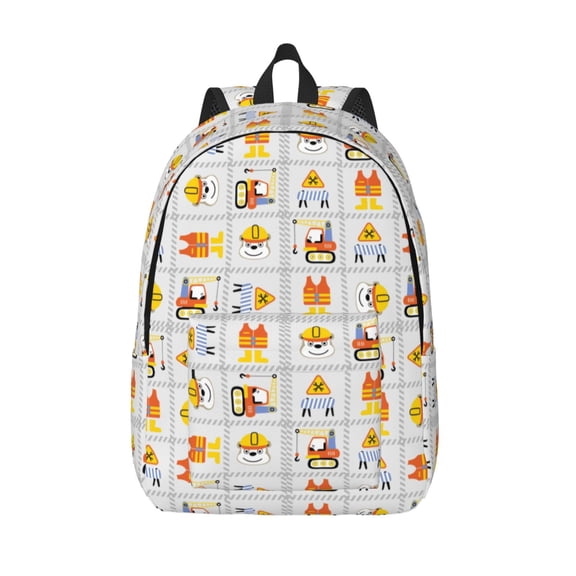 Vsdgher Construction Equipments Worker Print Canvas Backpack Travel Rucksack Unisex Knapsack 15.7/17.7Inch Laptop Backpack for Work,College -Medium