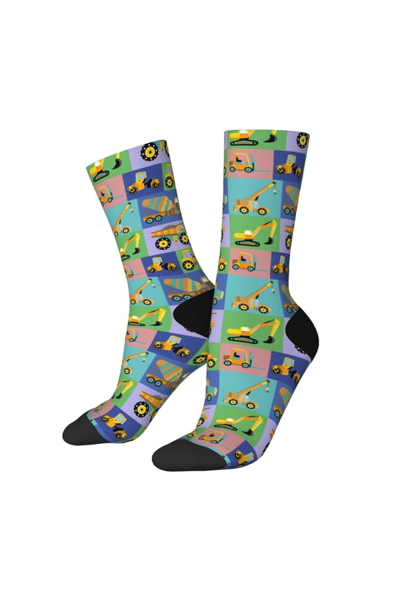 Construction Machinery Crew Socks for Men & Women, Breathable Casual Athletic Ankle Socks