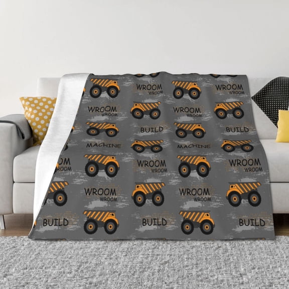 Vsdgher Construction Machines Pattern Fleece Throw Blanket, Horizontal Fleece Bedding Home Decor for Couch & Bed All Season Use -40"x30"