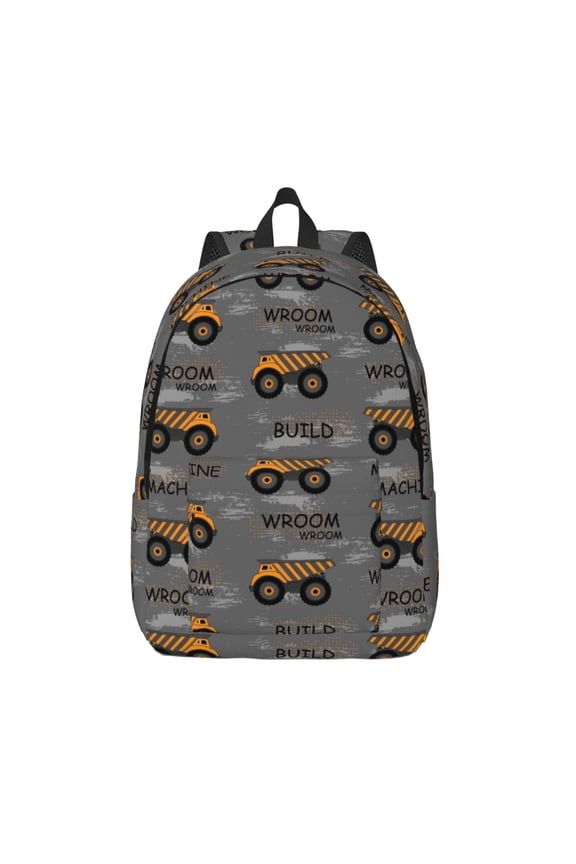 Construction Machines Print Canvas Backpack Travel Rucksack Unisex Knapsack 15.7/17.7Inch Laptop Backpack for Work,College -Small