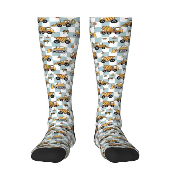 Vsdgher Construction Vehicle Knee Socks, High Socks Long Stretchy Sock Women Knee High Stocking, Long Socks for Women
