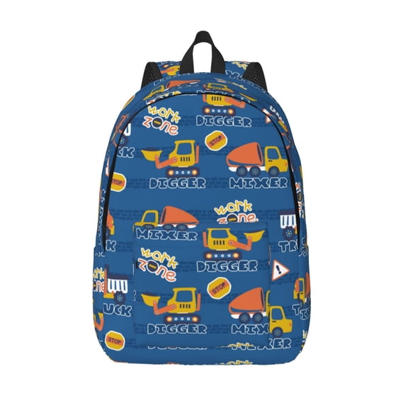 Vsdgher Construction Vehicles Print Canvas Backpack Travel Rucksack Unisex Knapsack 15.7/17.7Inch Laptop Backpack for Work,College -Small