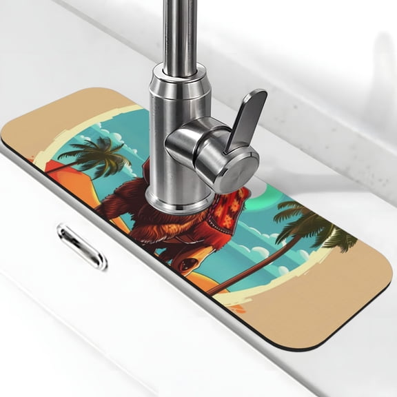 Vsdgher Cool Camel Oasis Vibes Kitchen Sink Splash Guard Faucet Mat -1 PC Super Absorbent Fast Drying Mat Sink Gadgets-Splash, Bathroom,Sink Mat,(15" X 5.5" )
