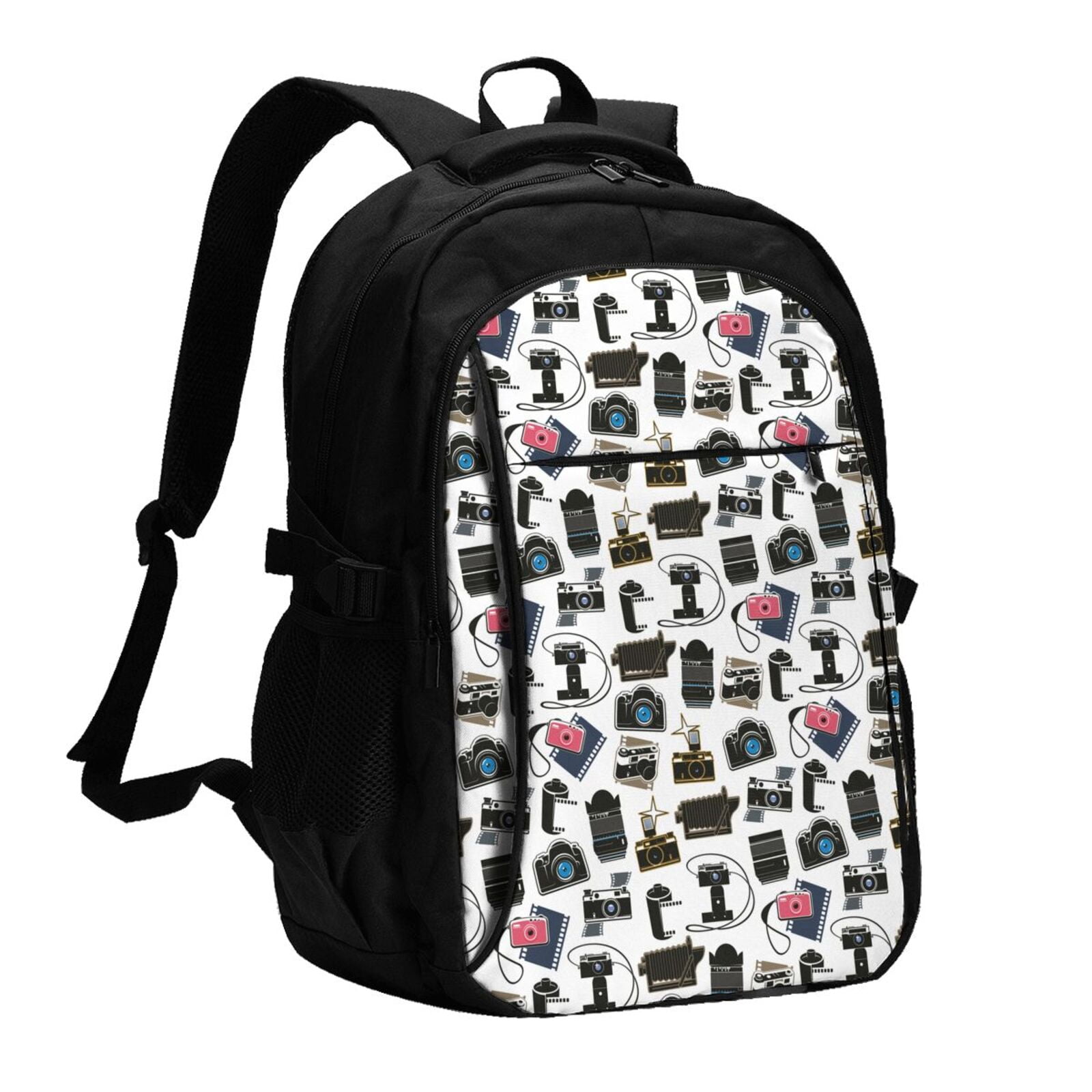 Vsdgher Cool Camera Print Travel Laptop Backpack, Laptops Backpack with USB Charging Port, Water Resistant Computer Bag Gift for Men & Women
