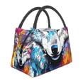 thumbnail image 1 of Vsdgher Cool Colorful Wolf Print Insulated Reusable Bags with Sturdy Zipper and Handles, Foldable Totes for Hot or Cold Food Bring or Delivery, 1 of 8