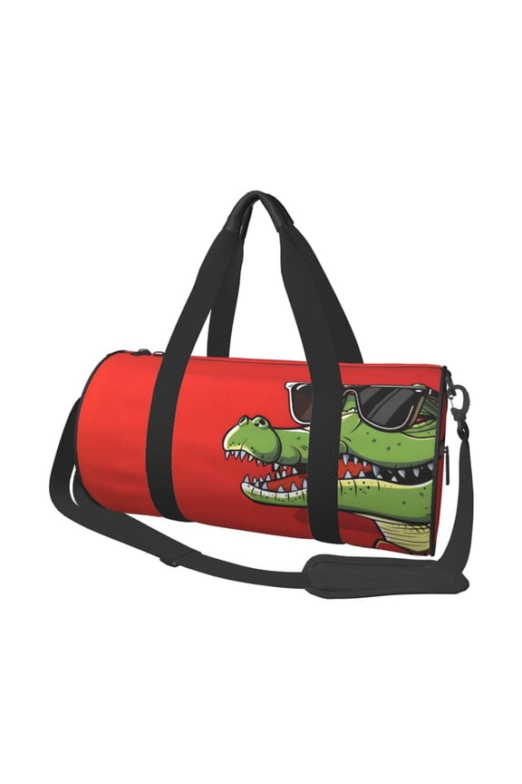 Cool Crocodile With Sunglasses 45L Foldable Duffel Bag, Sports Gym Bag,Overnight Bag, Portable Weekender Bag for Airplanes