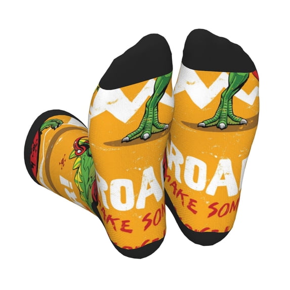 Vsdgher Cool Dinosaur Playing Guitar Unisex Crew Socks Lightweight Breathable Ventilation Ankle Socks, Mid-calf socks for Daily