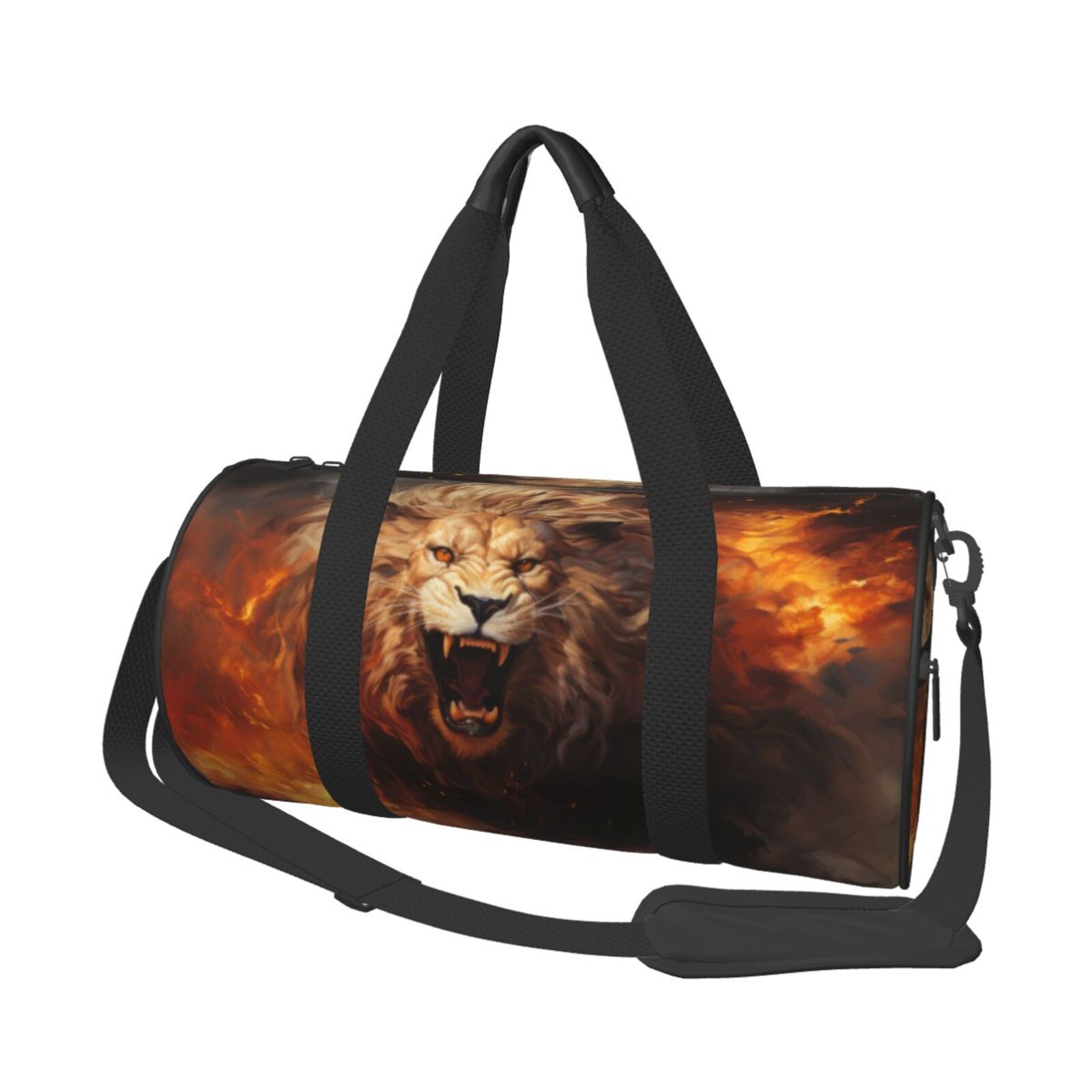 Vsdgher Cool Fire Lion 45L Foldable Duffel Bag, Sports Gym Bag,Overnight Bag, Portable Weekender Bag for Airplanes