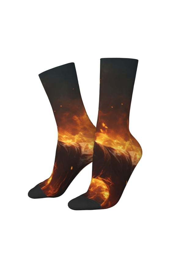 Cool Fire Man Crew Socks for Men & Women, Breathable Casual Athletic Ankle Socks