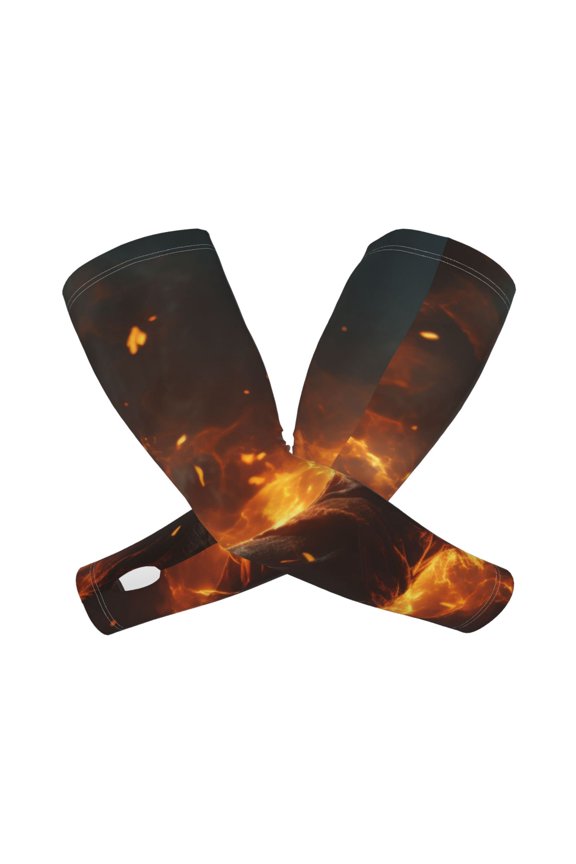 Cool Fire Man Pattern Cooling Arm Sleeves for Men & Women, Breathable, UV Sun Protection, Sports Arm Sleeves for Women, Men & Youth