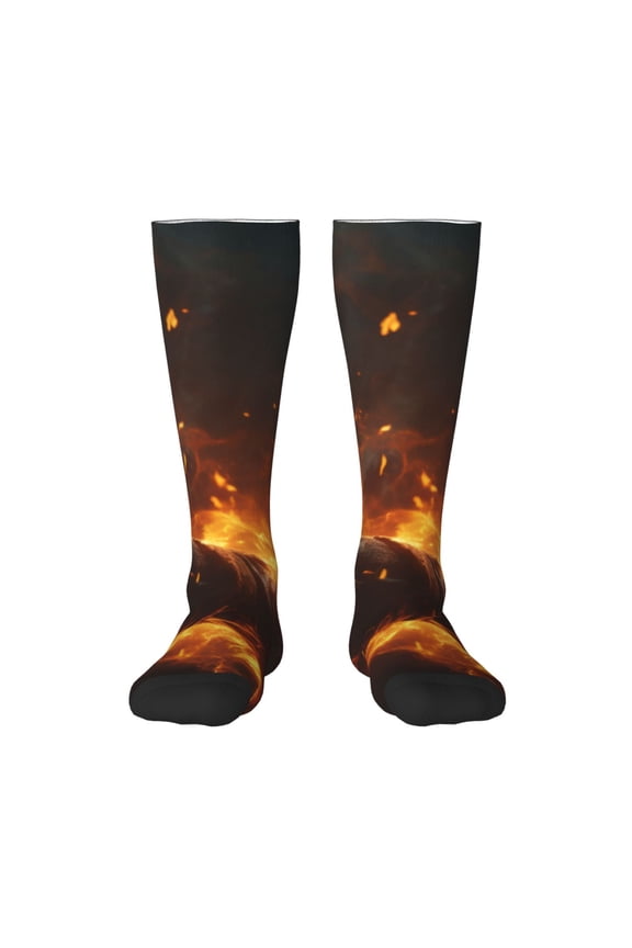 Cool Fire Man Print Thigh High Socks Extra Long Stretchy Sock Women Over Knee High Opaque Stocking Daily Wear