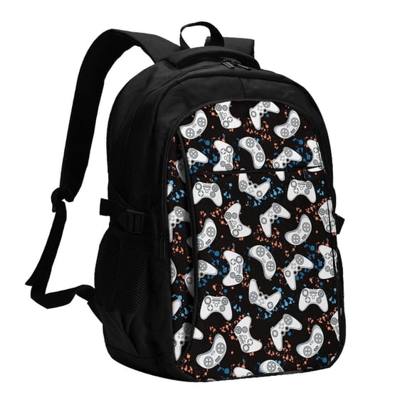 Vsdgher Cool Gamepad Print Travel Laptop Backpack, Laptops Backpack with USB Charging Port, Water Resistant Computer Bag Gift for Men & Women