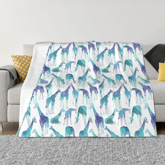 Vsdgher Cool Giraffe Pattern Fleece Throw Blanket, Horizontal Fleece Bedding Home Decor for Couch & Bed All Season Use -50"x40"