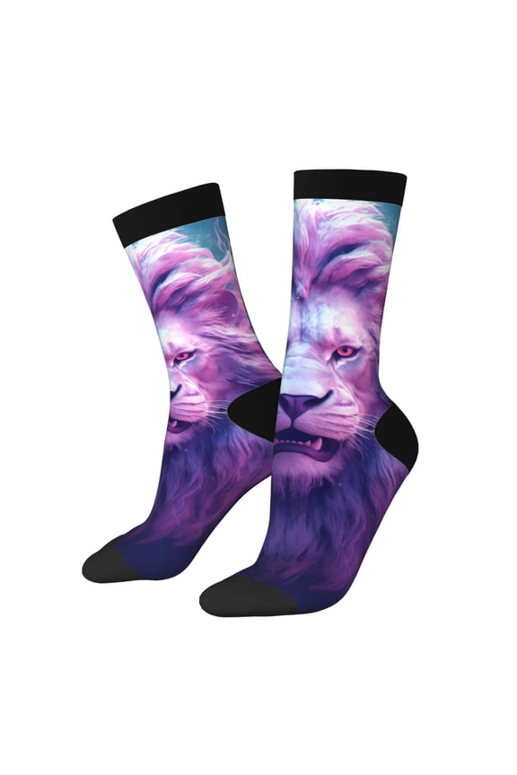 Cool Lion Head Crew Socks for Men & Women, Breathable Casual Athletic Ankle Socks