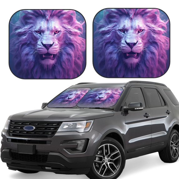 Vsdgher Cool Lion Head Print Car Windshield Sun Shade, Reflective Sunshade Window Sunshade Sun Visor Protector Fit for Cars,Trucks,SUVs-Large