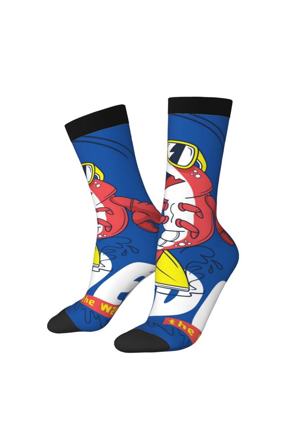 Cool Lobster Surfing Crew Socks for Men & Women, Breathable Casual Athletic Ankle Socks