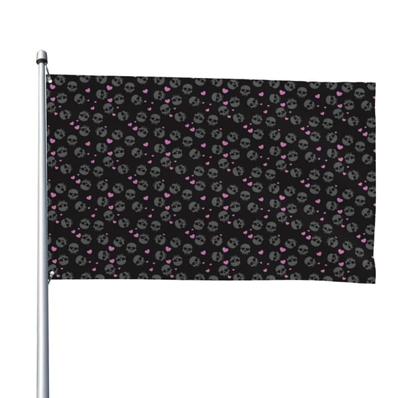 Vsdgher Cool Skull Love Print Outdoor Decorative Flag 4x6ft, Suitable for outdoor decoration, can be hung indoors, on outdoor lawns, balconies, parties